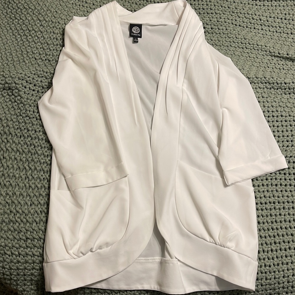 Bobeau Open Cardigan with Pockets Work Casual - Large - White